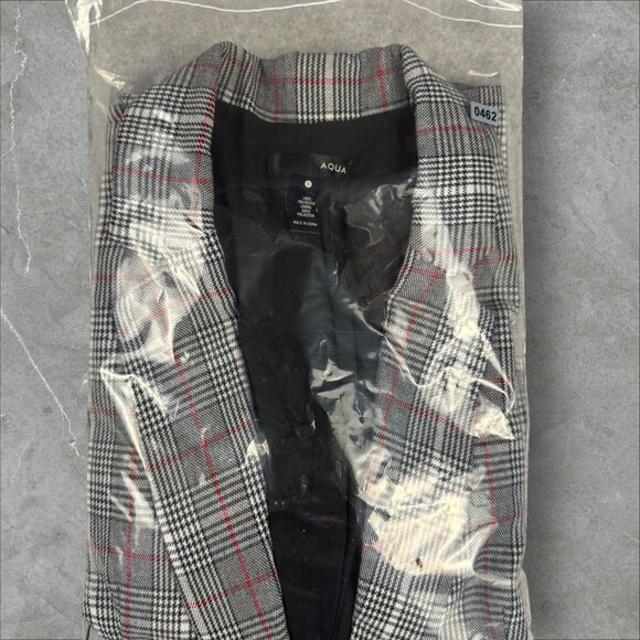 Women's Aqua Grey Red White Plaid Blazer Business Casual Jacket - Small - Picture 2 of 8